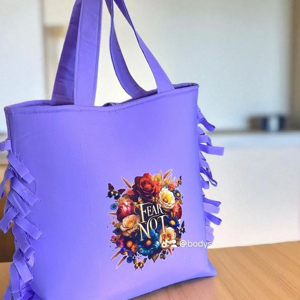Vibrant Purple Tote with Floral Accent